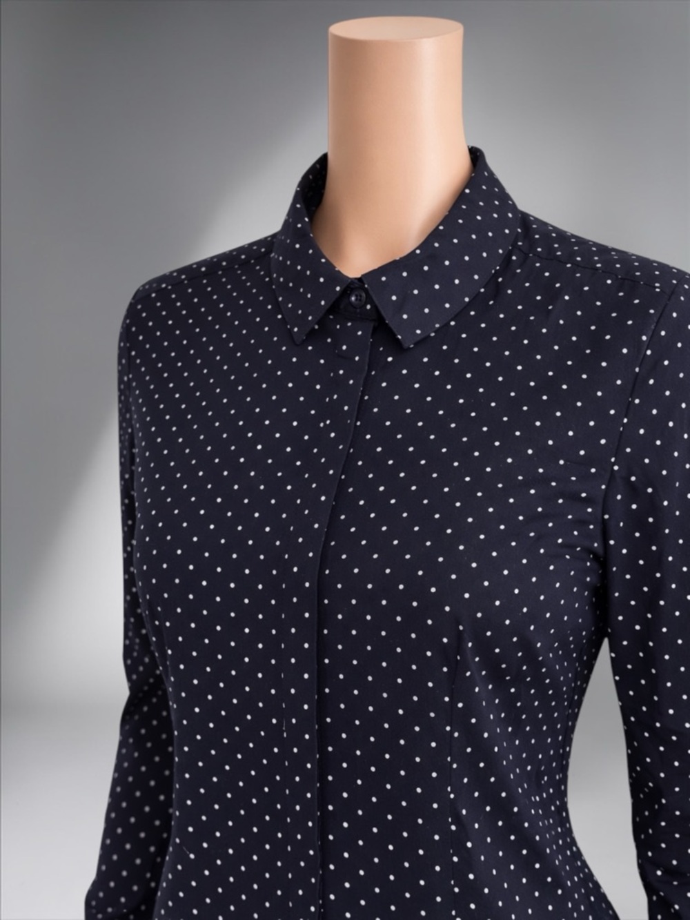 Women's Navy Polka Dot Button-Down Shirt - Picture 11 of 13